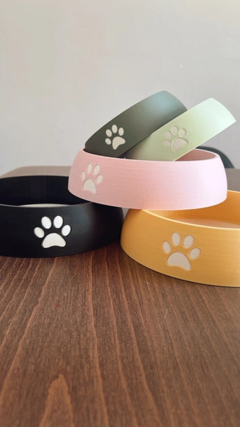 Multi-Colored Paw Print Pet Bowl
