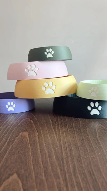 Multi-Colored Paw Print Pet Bowl